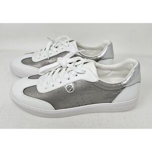Michael Kors Scotty Casual Leather Sneakers White/Silver Women's Size 6.5M‎ NEW!